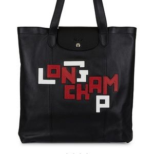 Longchamp modele depose black leather tote